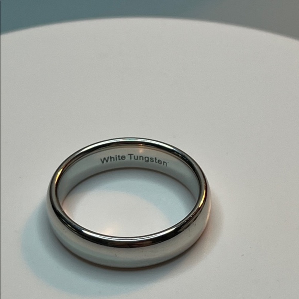 White Tungsten Plain Wedding Band Size 11